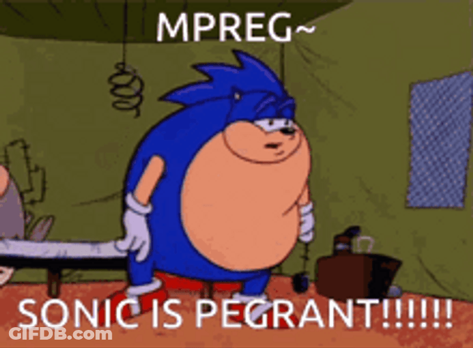 Sonic The Hedgehog Funny Chubby Pregnant Phew GIF