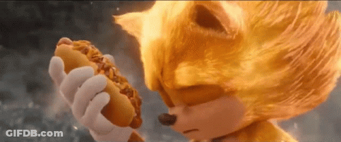 Sonic The Hedgehog Holding Hot Dog With Ketchup And Mustard GIF