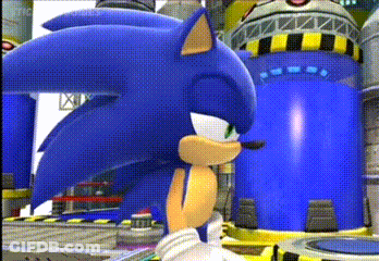 Sonic The Hedgehog In Front Of Blue Building GIF