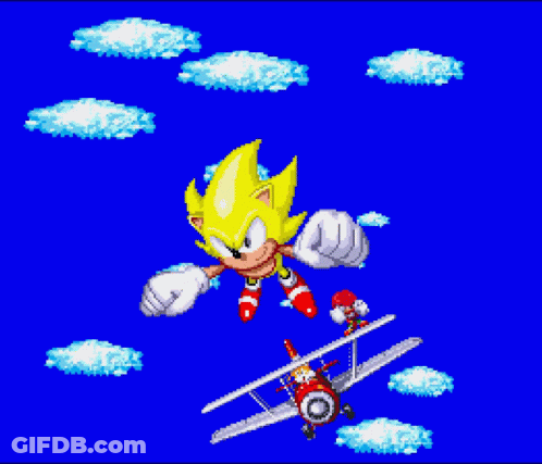 Sonic The Hedgehog Is Flying In The Air With A Plane GIF