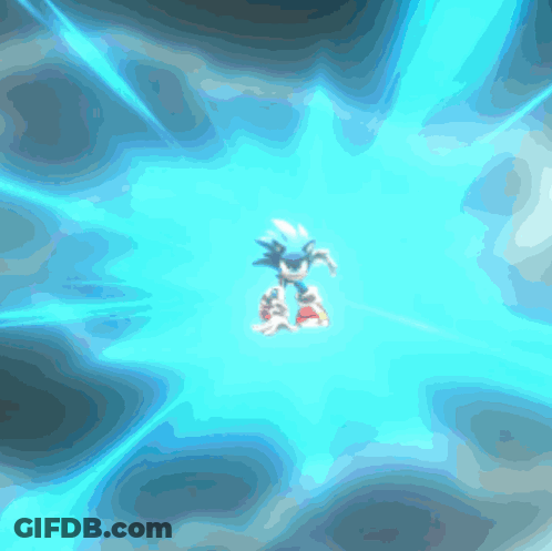 Sonic Flying Through Blue Lightning Storm GIF