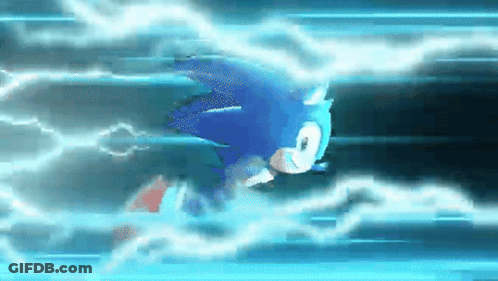 Sonic Flying With Lightning Behind GIF