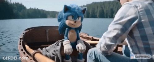 Sonic The Hedgehog Is In A Boat With A Man GIF