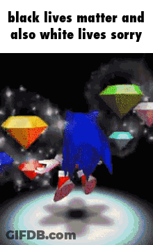 Sonic The Hedgehog Is Jumping In The Air With Diamonds In The Background GIF
