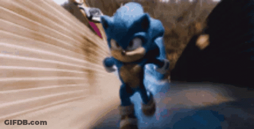 Sonic The Hedgehog Is Running Through A Tunnel With A Blurred Background GIF