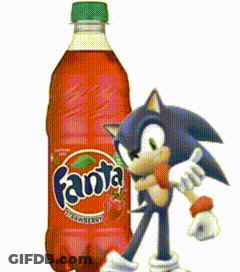Sonic The Hedgehog Next To Fanta Strawberry GIF