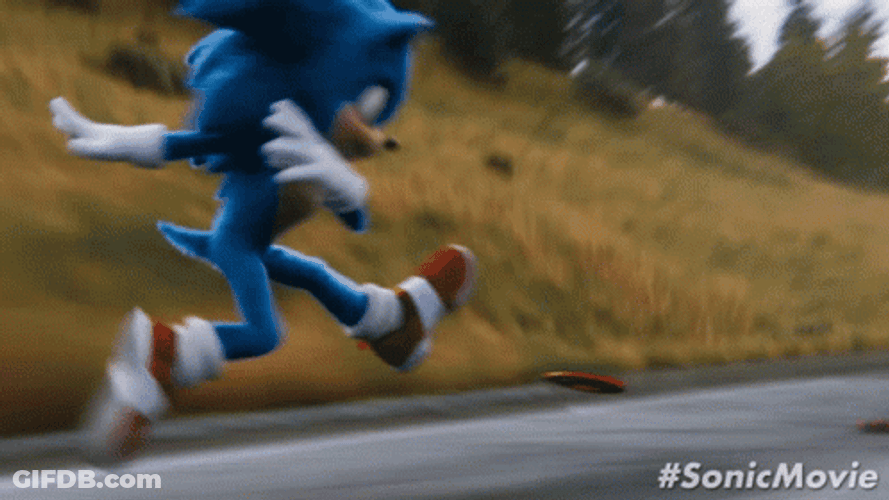 Sonic The Hedgehog Running Fast Slide Sparks GIF