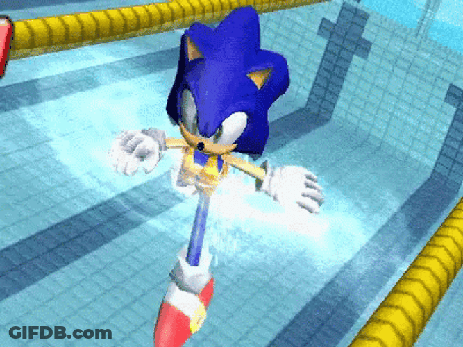 Sonic The Hedgehog Running In Swimming Pool GIF