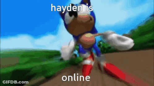 Sonic The Hedgehog Running Saying Hayden Is Online GIF