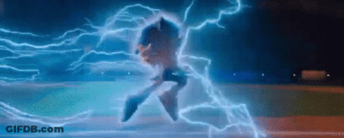 Sonic The Hedgehog Struck By Lightning In Movie GIF