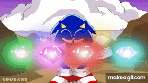 Sonic The Hedgehog Surrounded By Diamonds Saying Make A Gif.com GIF