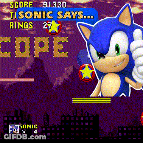 Sonic The Hedgehog Thumbs Up Score 91330 GIF
