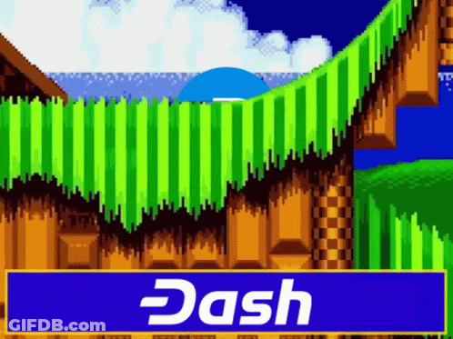 Sonic The Hedgehog With Dash Written On Bottom GIF