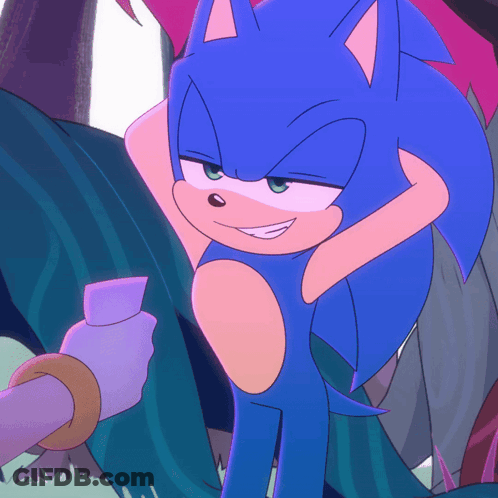 Sonic The Hedgehog With Purple Ring On Wrist GIF