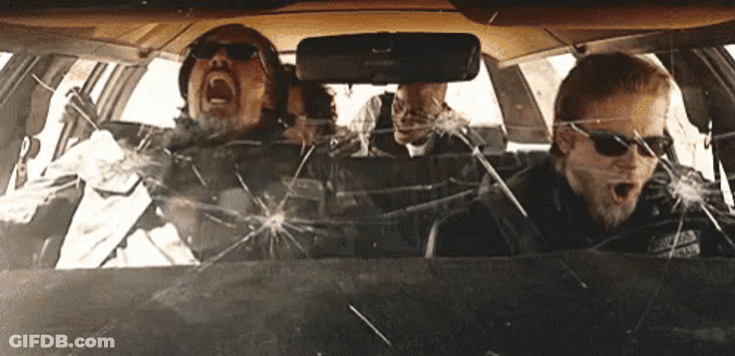 Sons Of Anarchy Motorcycle Club Members Inside The Car GIF