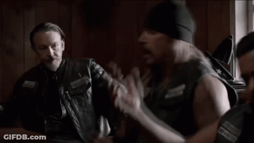 Sons Of Anarchy Motorcycle Club Members Tapping Table GIF
