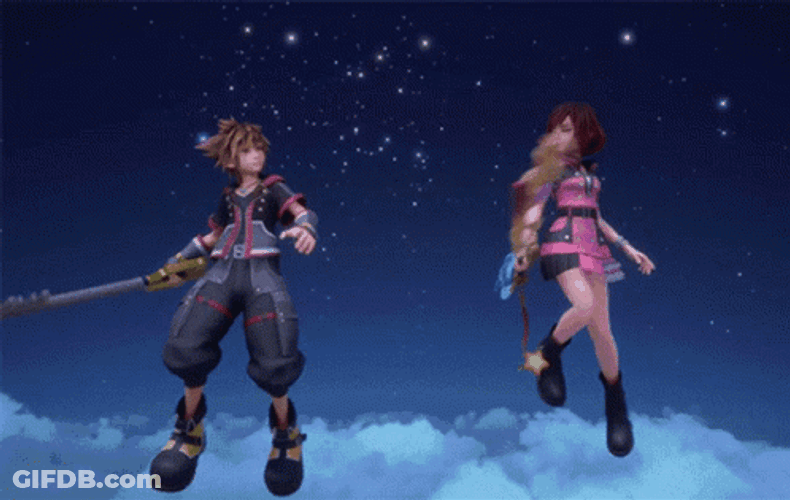 Sora And Kairi Joining Swords GIF