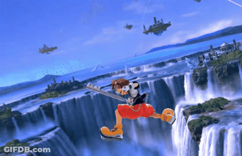 Sora Falling To Various Places GIF