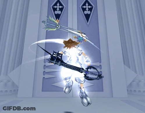Sora From Kingdom Hearts Holding Key GIF