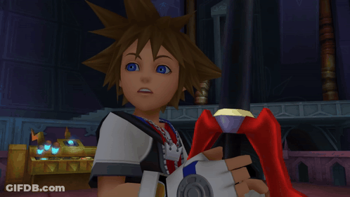 Sora From Kingdom Hearts Holding Sword GIF