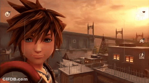 Sora From Kingdom Hearts Is Taking A Selfie With A Camera GIF