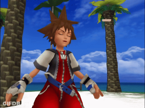 Sora From Kingdom Hearts Standing On Beach GIF