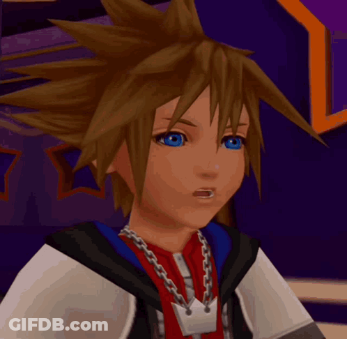 Sora From Kingdom Hearts With Chain And Red Shirt GIF