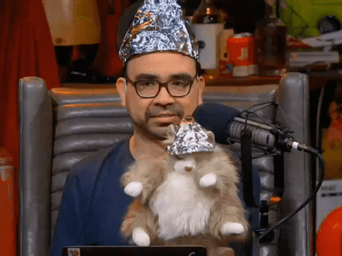 Sorola Podcasting With Tin Foil Hat GIF