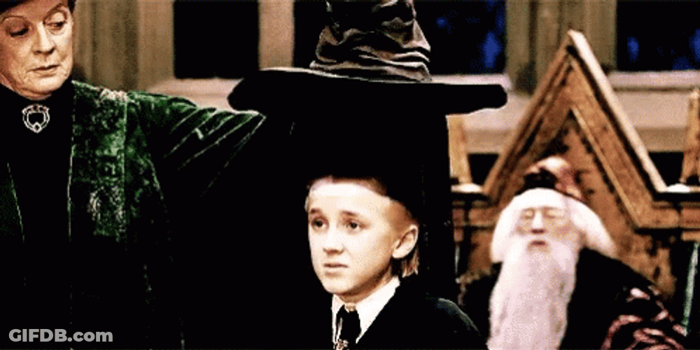 Sorting Hat Choosing Slytherin For Draco GIF