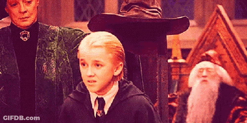 Sorting Hat Slytherin Draco Smiling GIF