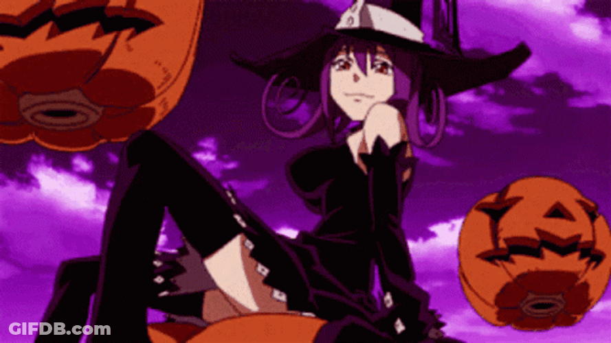 Soul Eater Blair Sitting Floating Pumpkin GIF