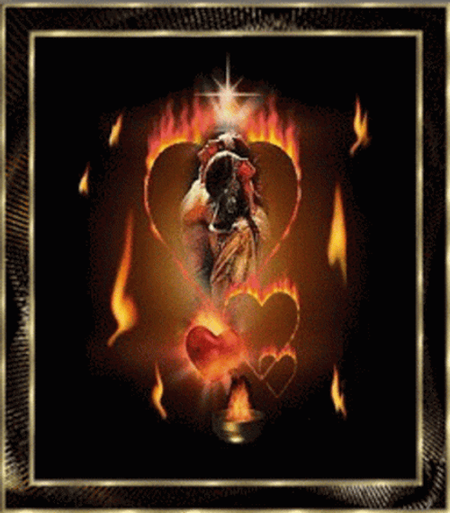 Soulmate Hearts On Fire Couple GIF