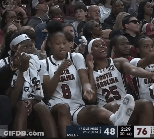 South Carolina Female Basketball Players On Bench GIF