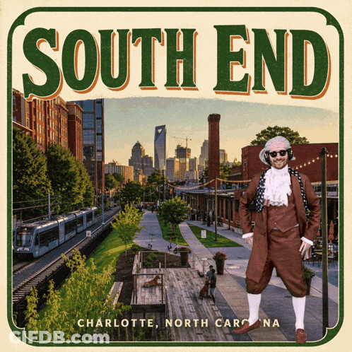 South End Charlotte North Carolina Poster With Man In Costume GIF