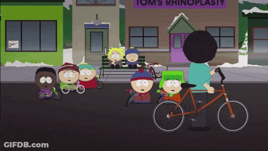 South Park Biking Then Falling GIF