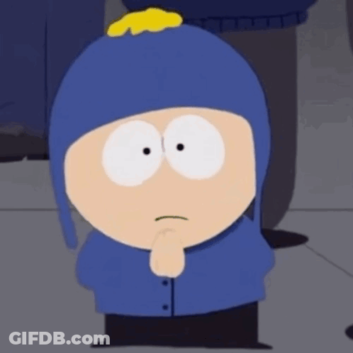 South Park Blue Hat Jacket Hand On Chin GIF