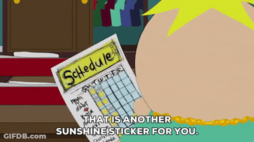 South Park Butters Stotch Holding A Schedule GIF