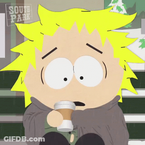 South Park Cartoon Character Holding Cup GIF