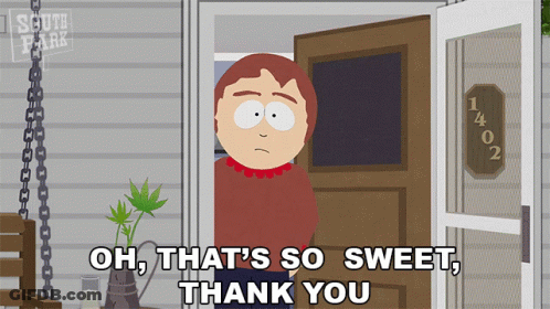 South Park Cartoon Saying Oh That's So Sweet Thank You GIF