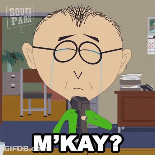South Park Character Crying Says M Kay GIF
