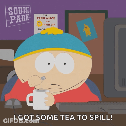 South Park Character Drinking Tea GIF