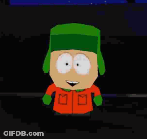 South Park Character Green Hat Orange Jacket Standing GIF