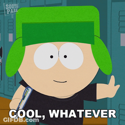 South Park Character Holding Book Saying Cool Whatever GIF