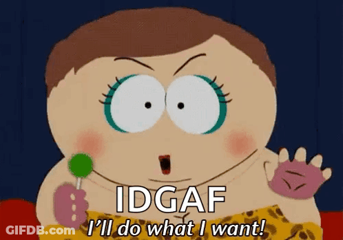 South Park Character Holding Lollipop Says IDGAF GIF