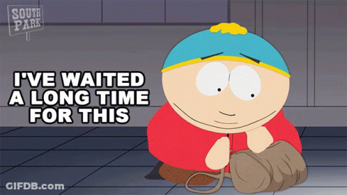 South Park Character Holding Purse Saying Ive Waited Long GIF