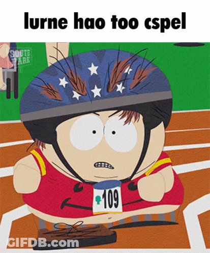 South Park Character In Helmet And 109 Bib GIF