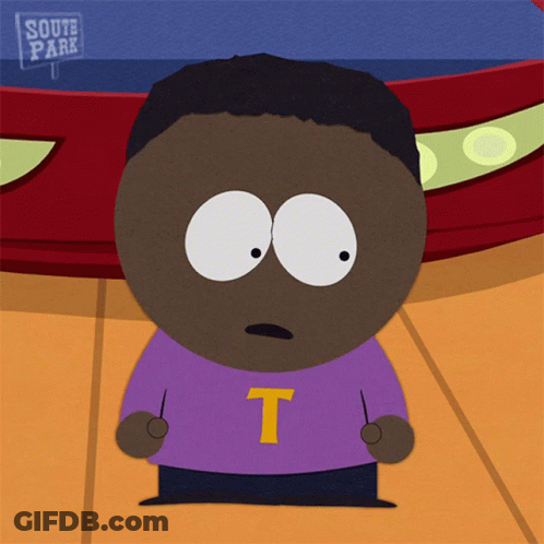 South Park Character In Purple Shirt With Yellow T GIF