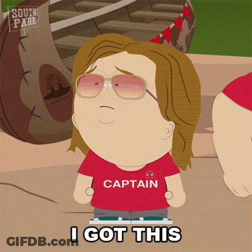 South Park Character In Red Shirt Saying Captain GIF