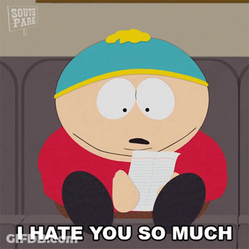 South Park Character Reading Paper I Hate You GIF
