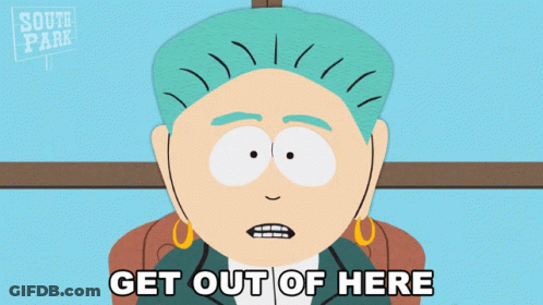 South Park Character Saying Get Out GIF